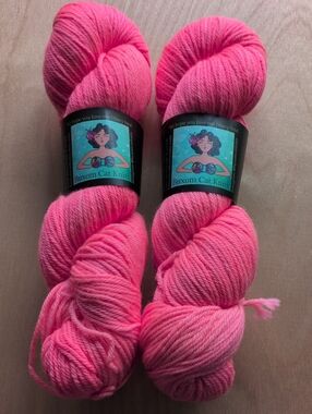 Buxom Cat Knits 2  skeins Hand-Dyed Yarn - Fluffy Worsted  2 Ply-Dana's Destash